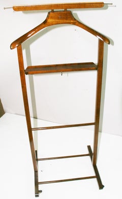 Italian Walnut Men's Valet on Wheels, Hardwood, Vintage Design, 1960s