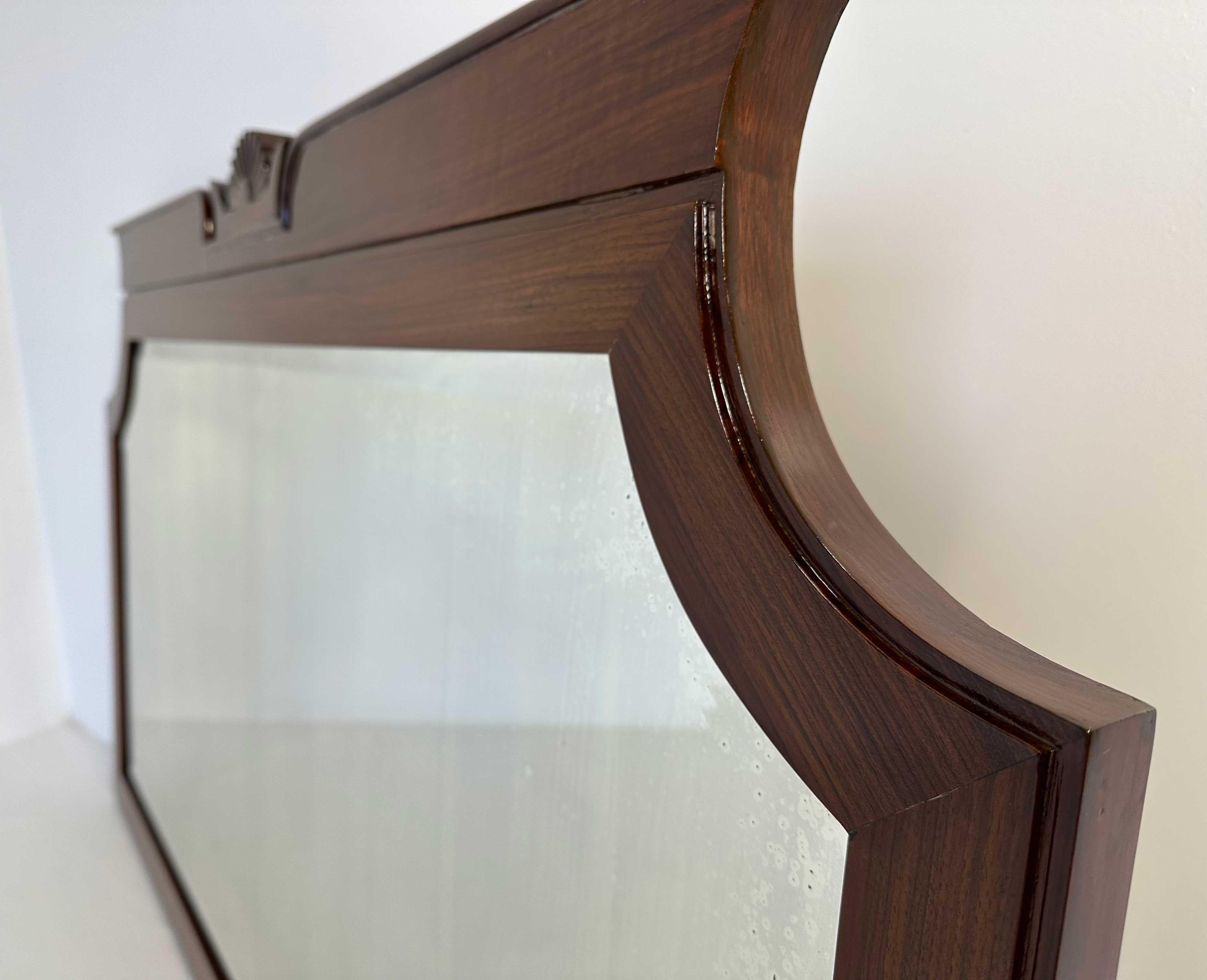 Italian Walnut Mirror by Gio Ponti and L. Brusotti for P. Lietti, 1928 In Good Condition For Sale In Meda, MB