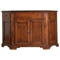 Italian Walnut Neoclassical  Scantonata 3-Drawer, 4-Door Credenza, early 19thc