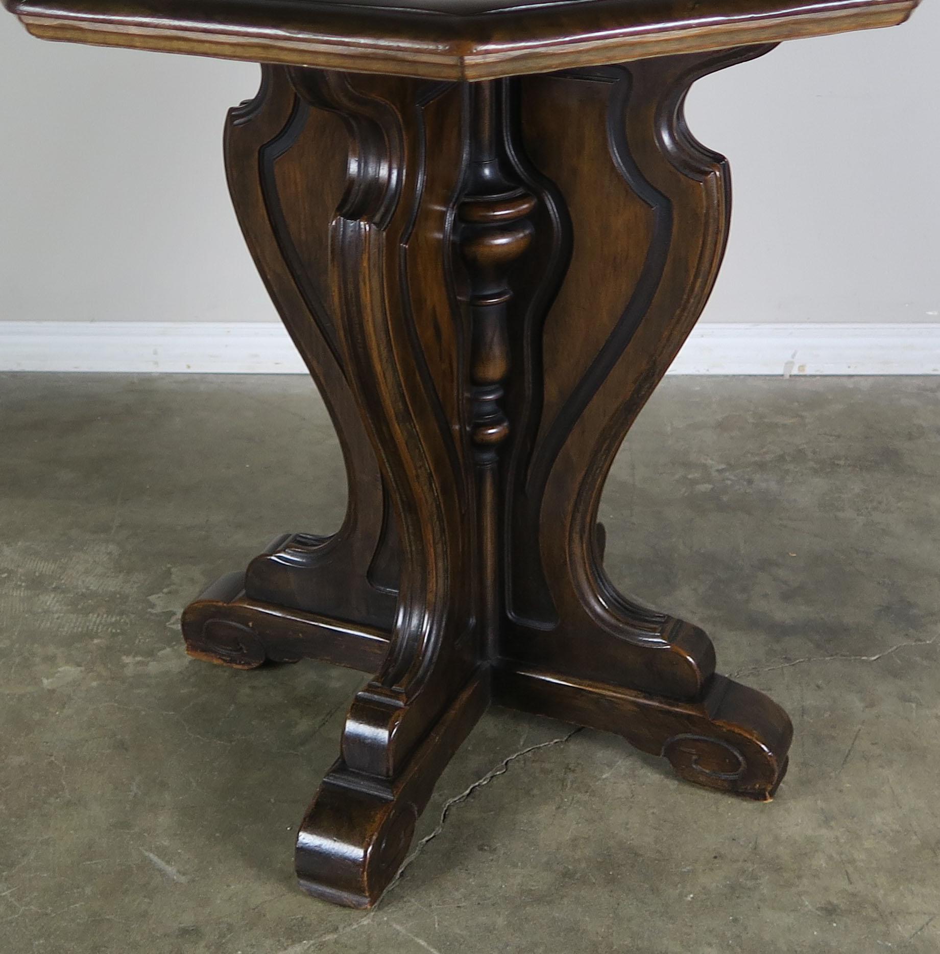 Italian Walnut Octagonal Shaped Table In Distressed Condition In Los Angeles, CA