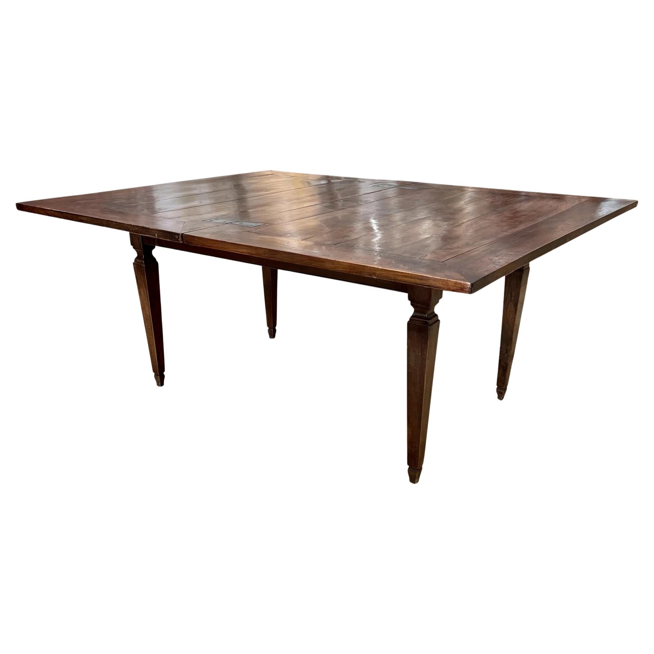 Italian Walnut Rectangular Dining Table, 19th Century, possibly earlier For Sale