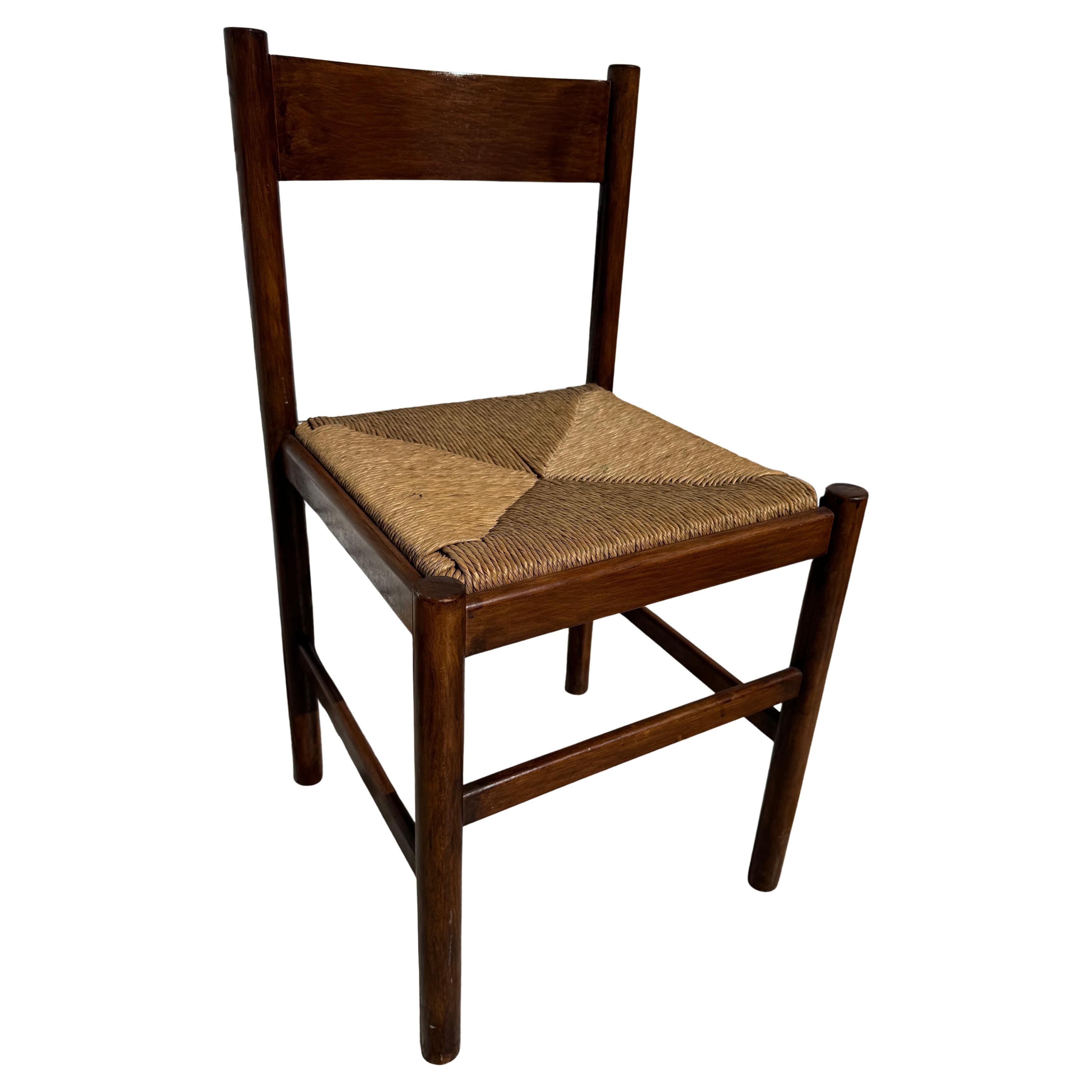Italian Walnut Rush Bottom seat Side Chair