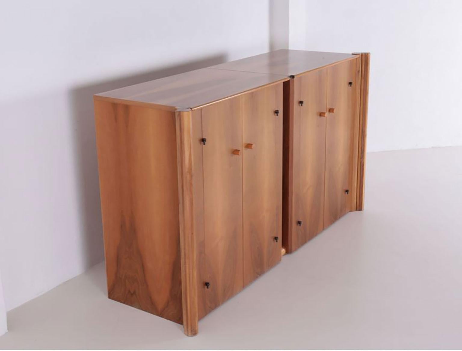 Post-Modern Italian Walnut Scuderia Horizontal Sideboard by Carlo Scarpa for Bernini