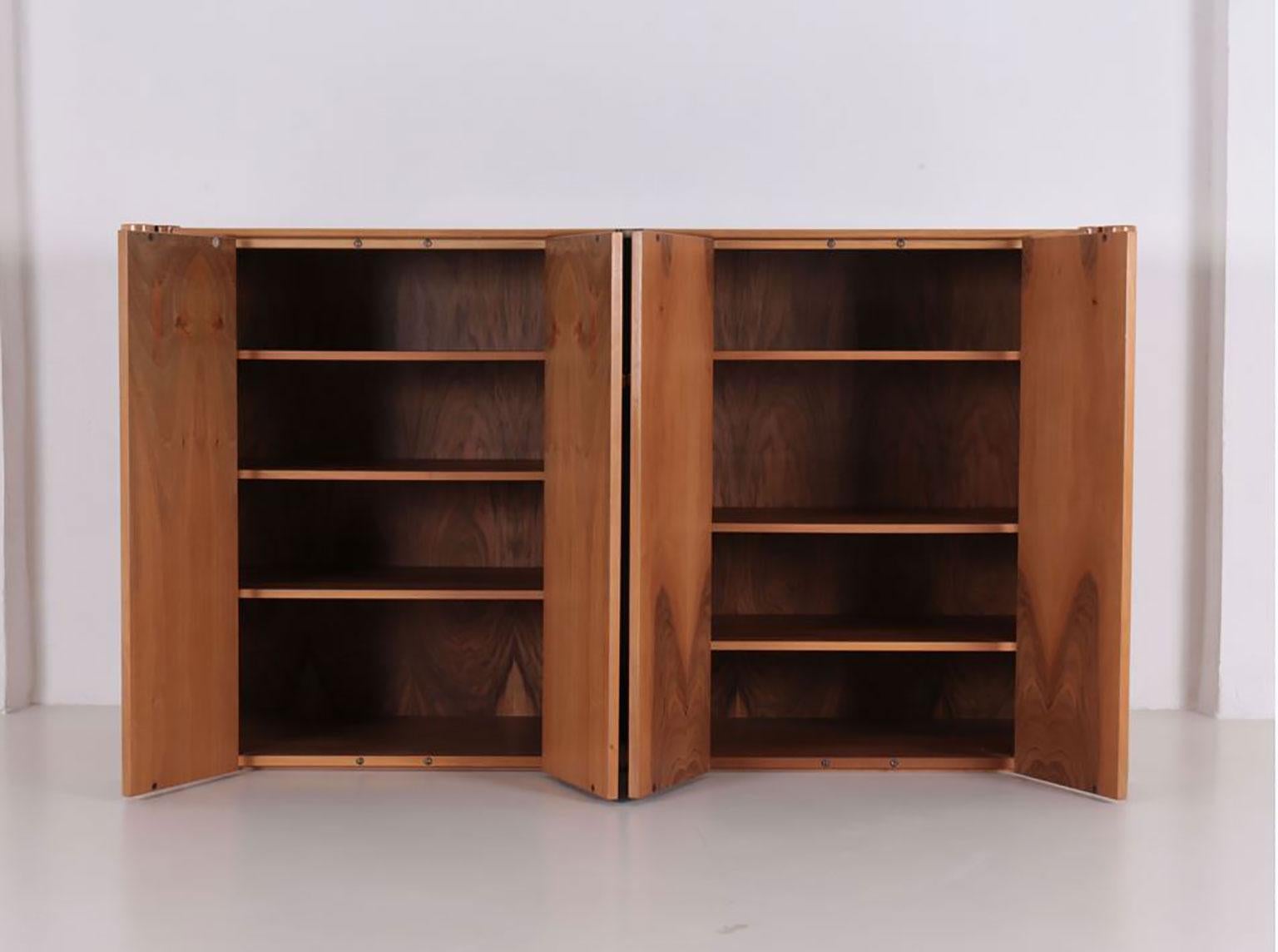 Late 20th Century Italian Walnut Scuderia Horizontal Sideboard by Carlo Scarpa for Bernini