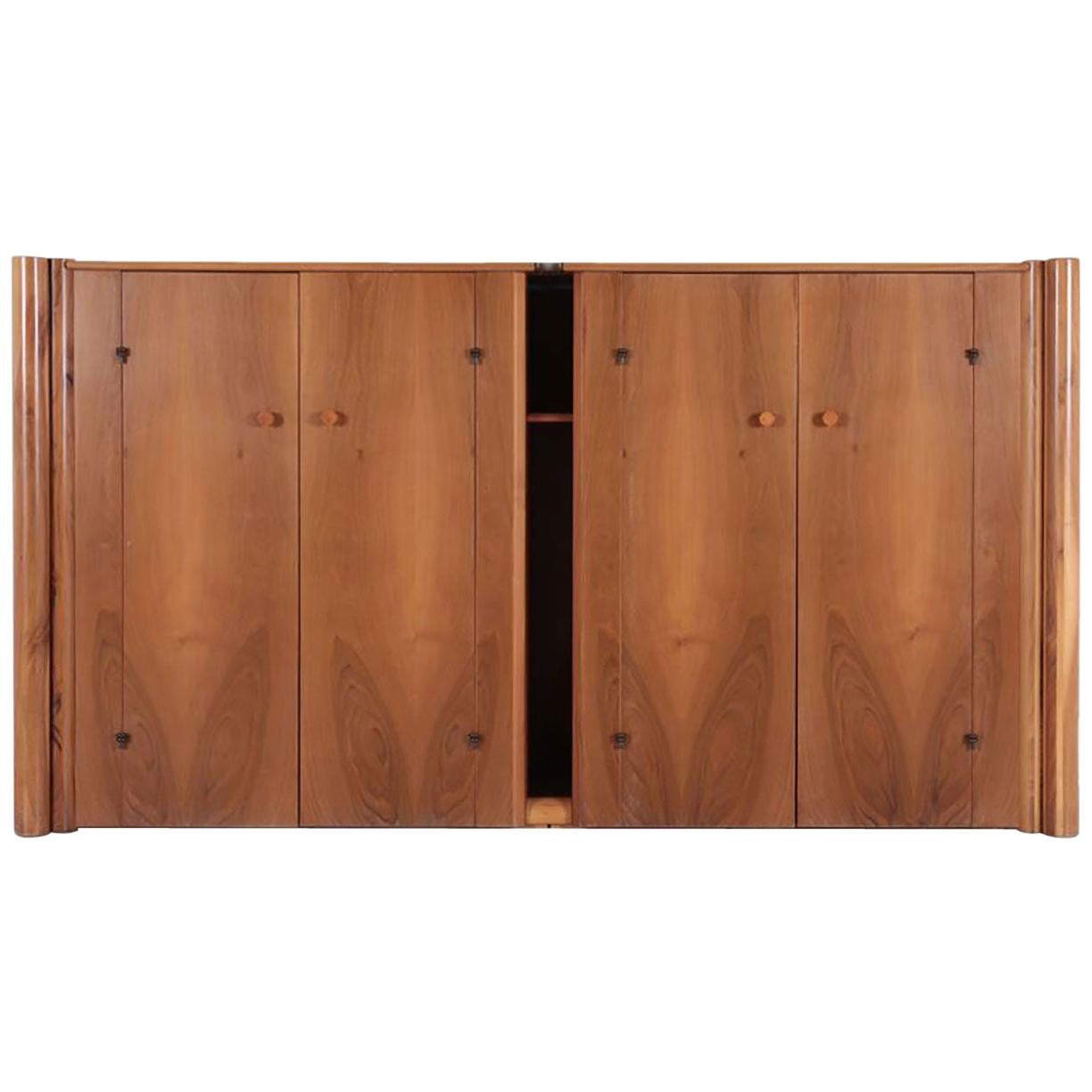Italian Walnut Scuderia Horizontal Sideboard by Carlo Scarpa for Bernini