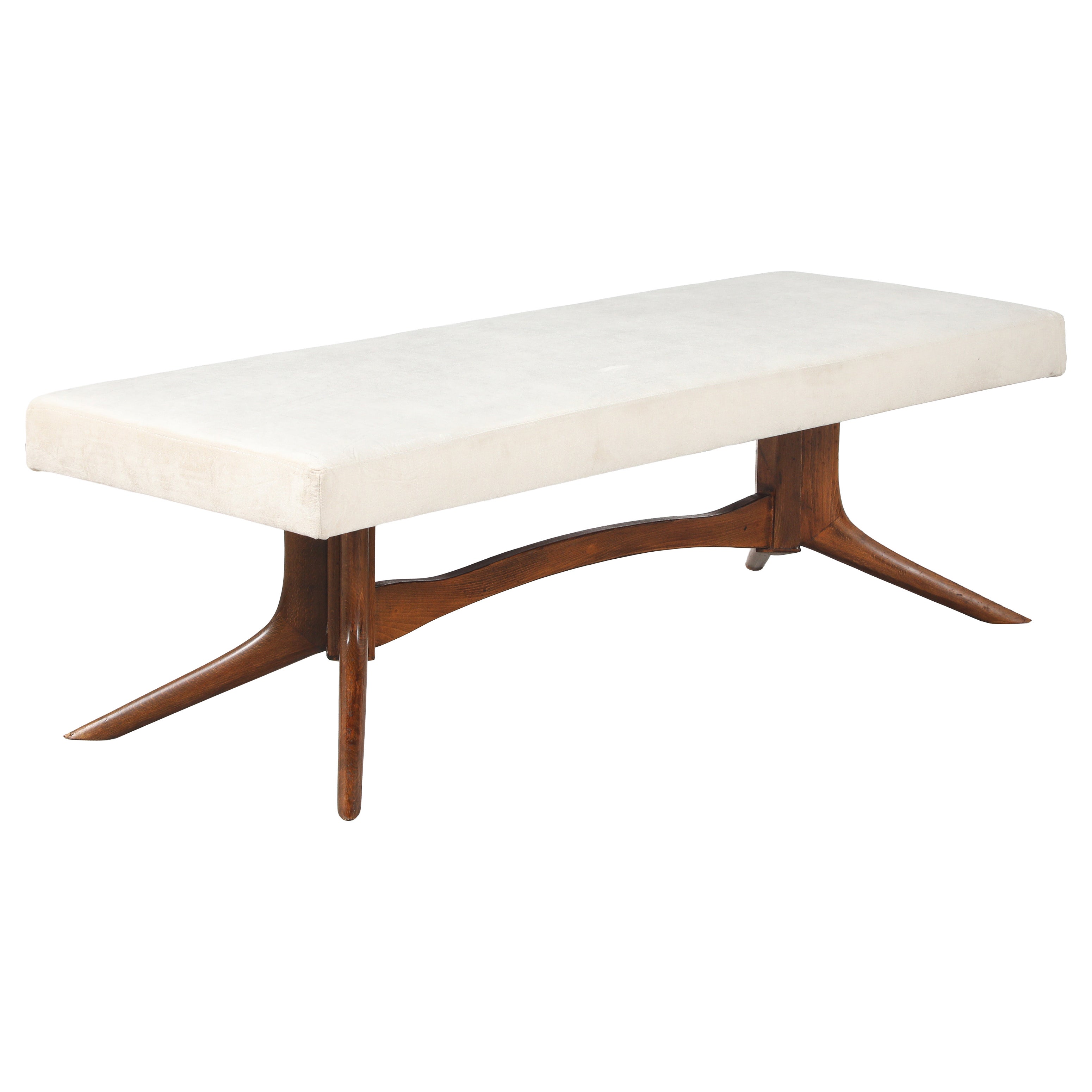 Italian Walnut Sculptural Bench, circa 1950
