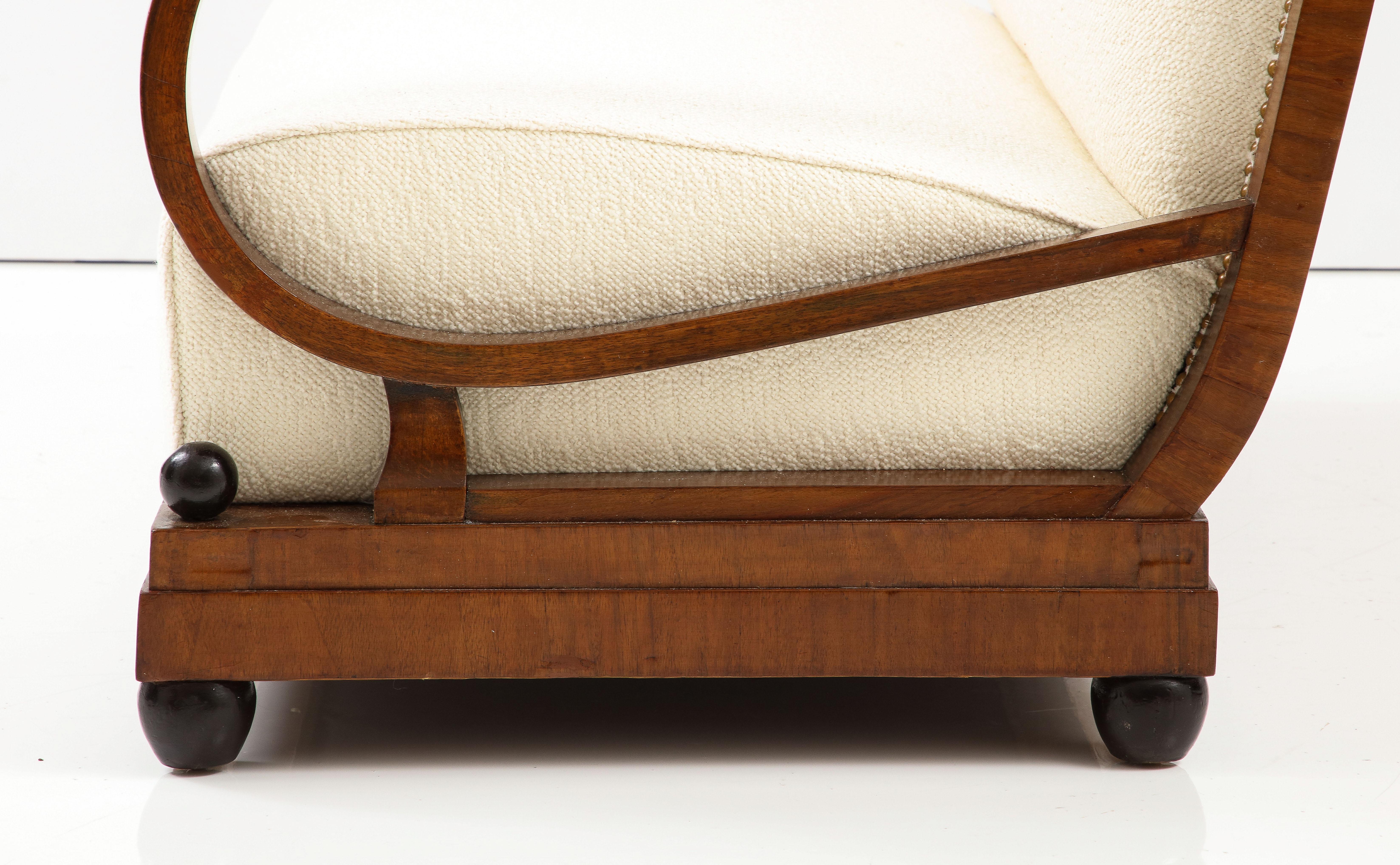 Hand-Carved Italian Walnut Settee, circa 1920