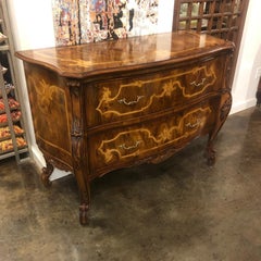 Italian Walnut 2-Drawer Chest – Shaped Design, Exotic Inlay, Hand-Rubbed 1990