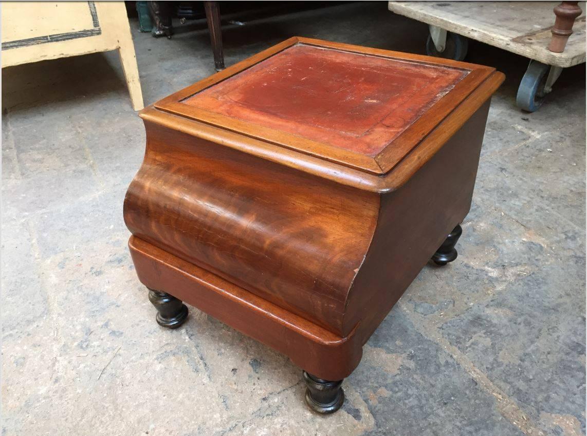 Italian walnut shoeshine stool from 19th century.