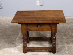 Italian Walnut Side Table with Drawer and Turned Legs, circa 1800