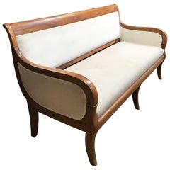 Italian Walnut Sofa with White Upholstery from 1920s