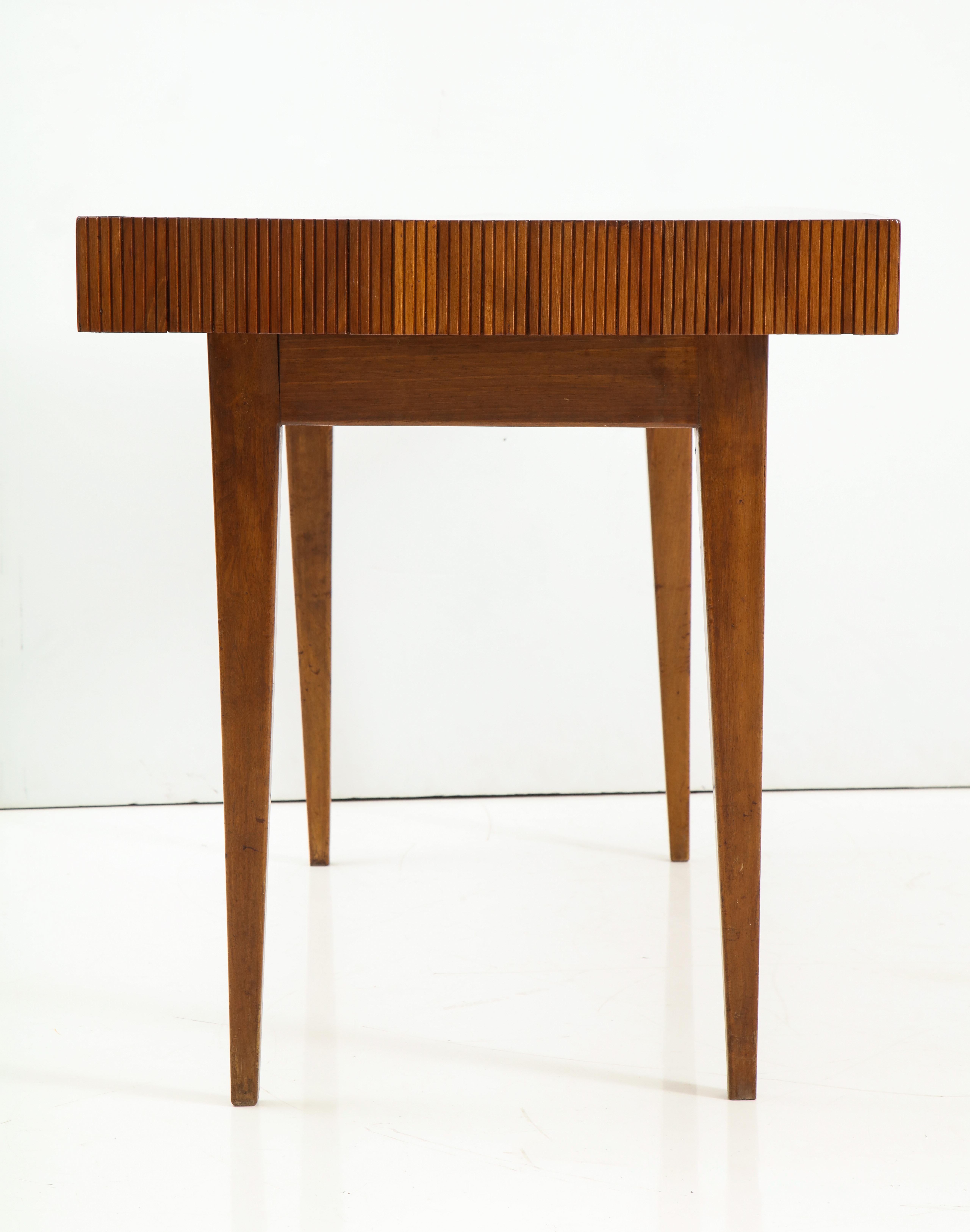 Italian Walnut Table with Single Drawer and Tapered Legs, Style of Gio Ponti 3