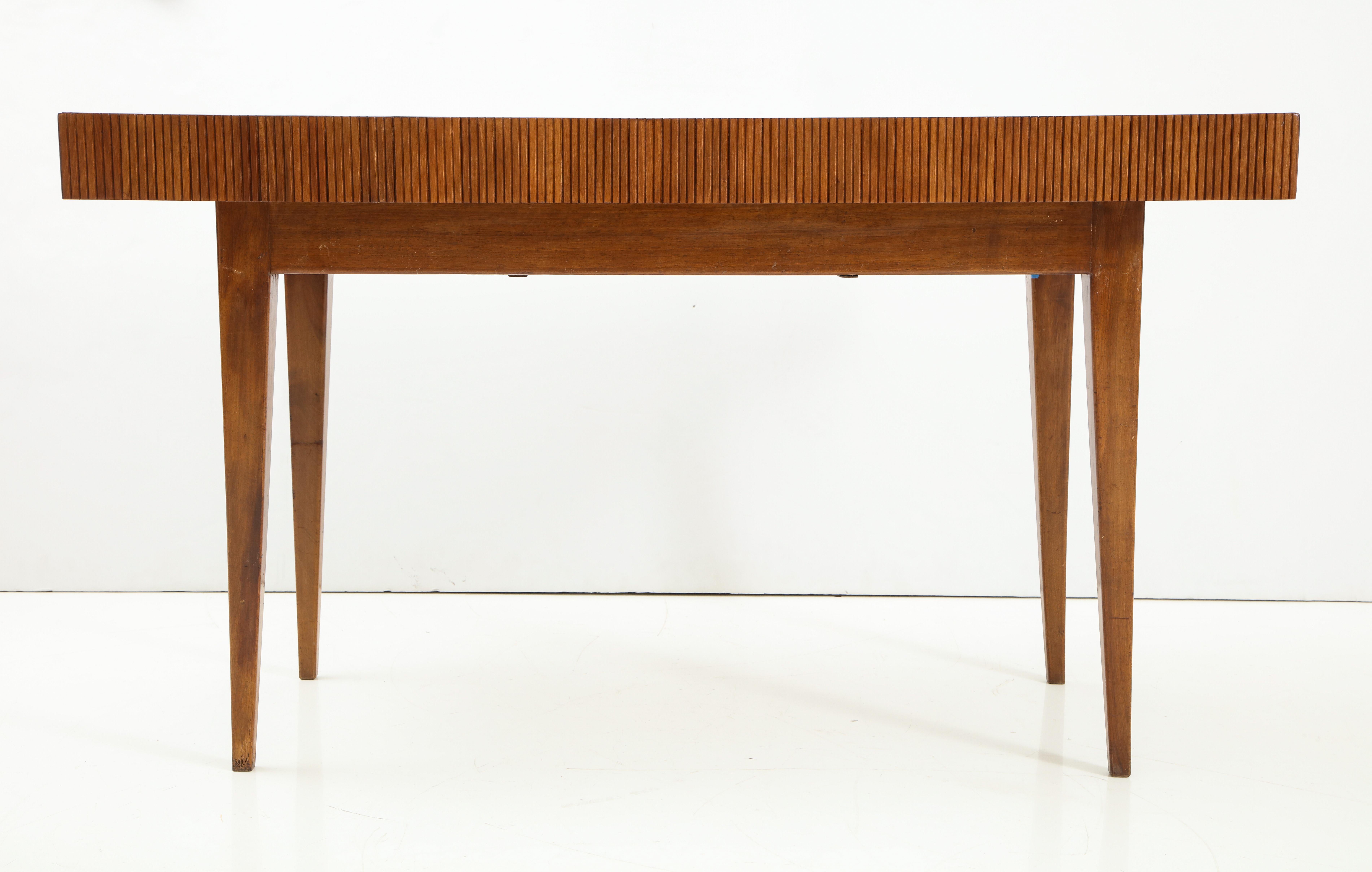 Italian Walnut Table with Single Drawer and Tapered Legs, Style of Gio Ponti 4