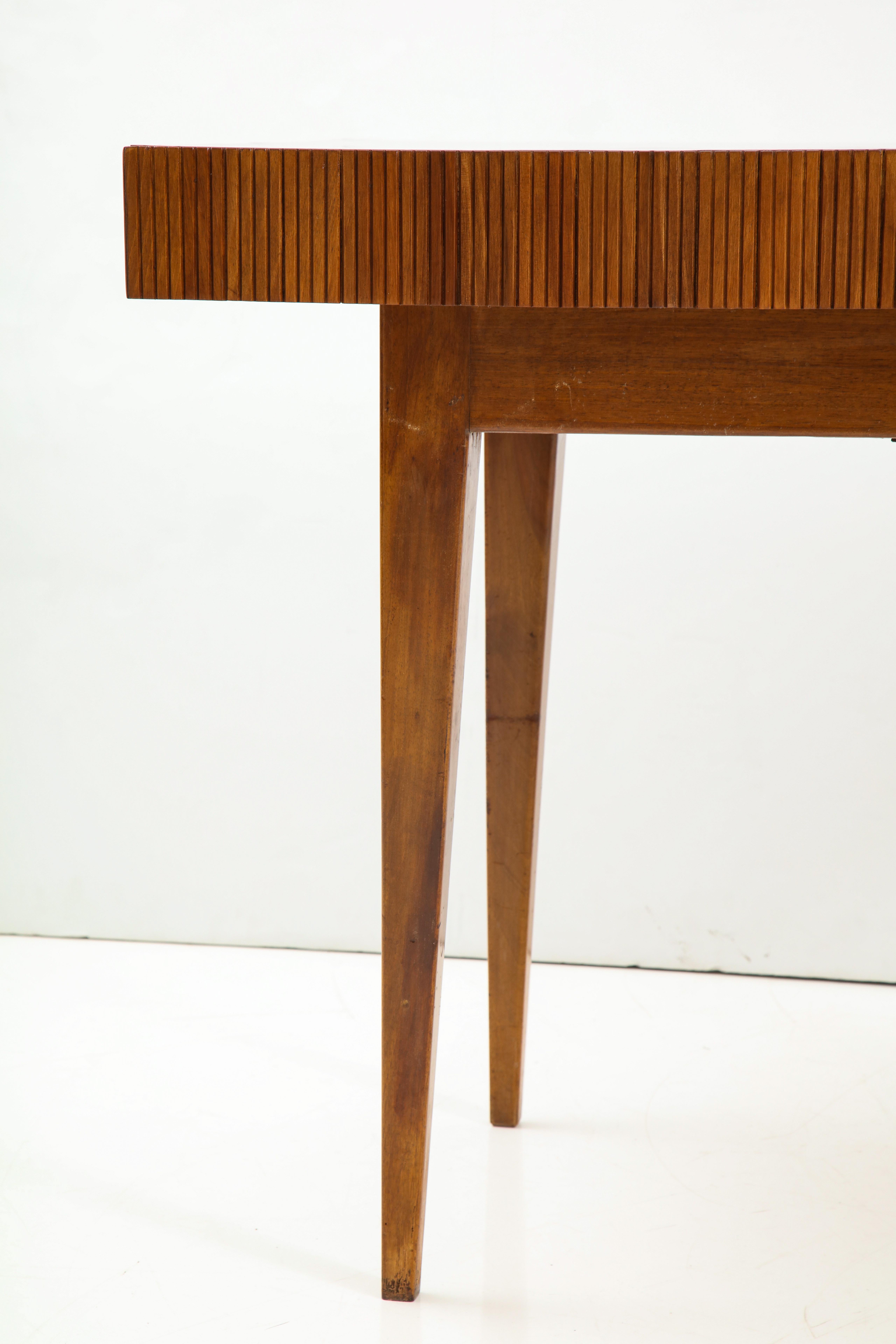 Italian Walnut Table with Single Drawer and Tapered Legs, Style of Gio Ponti 5