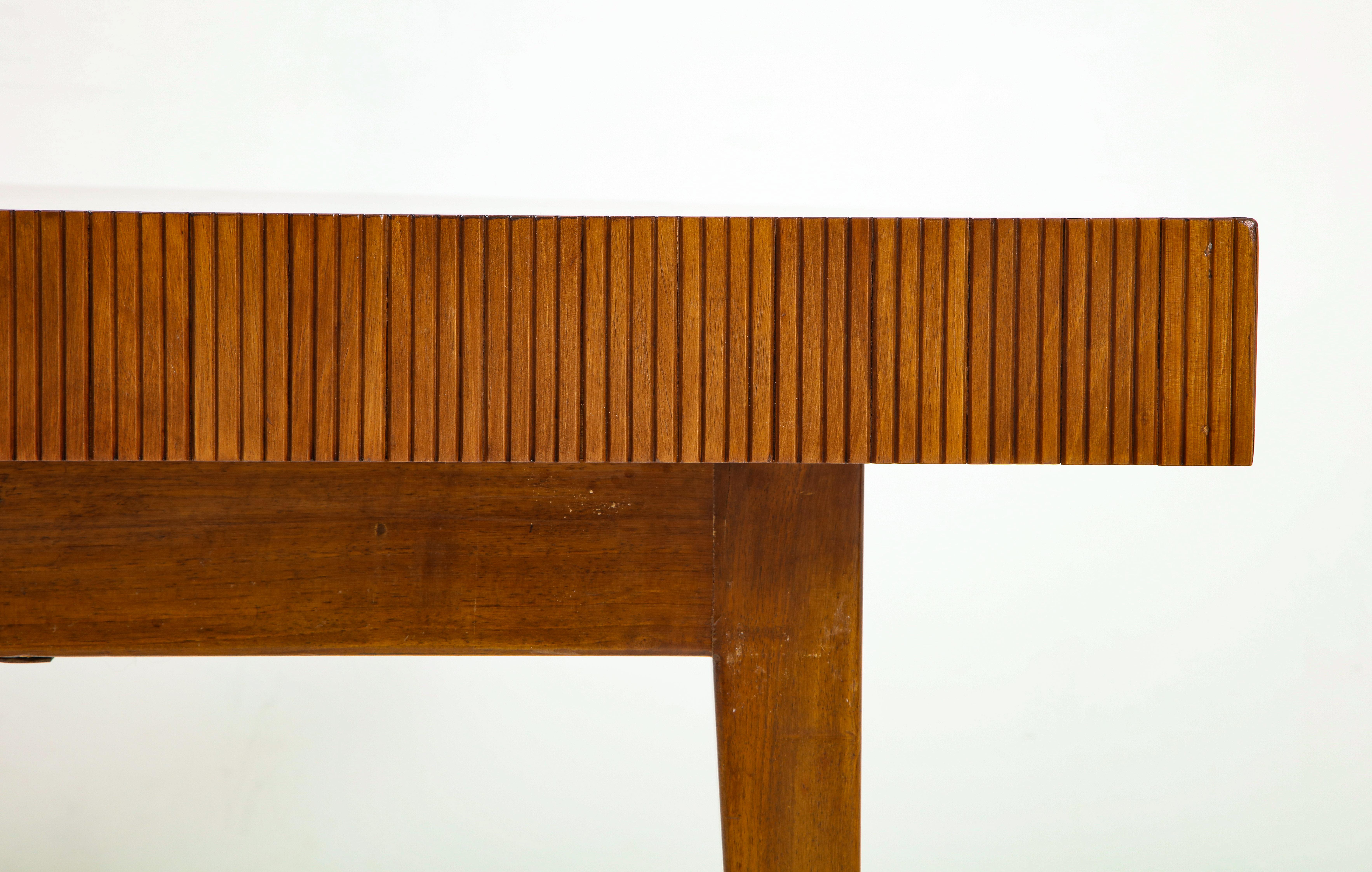 Italian Walnut Table with Single Drawer and Tapered Legs, Style of Gio Ponti 6