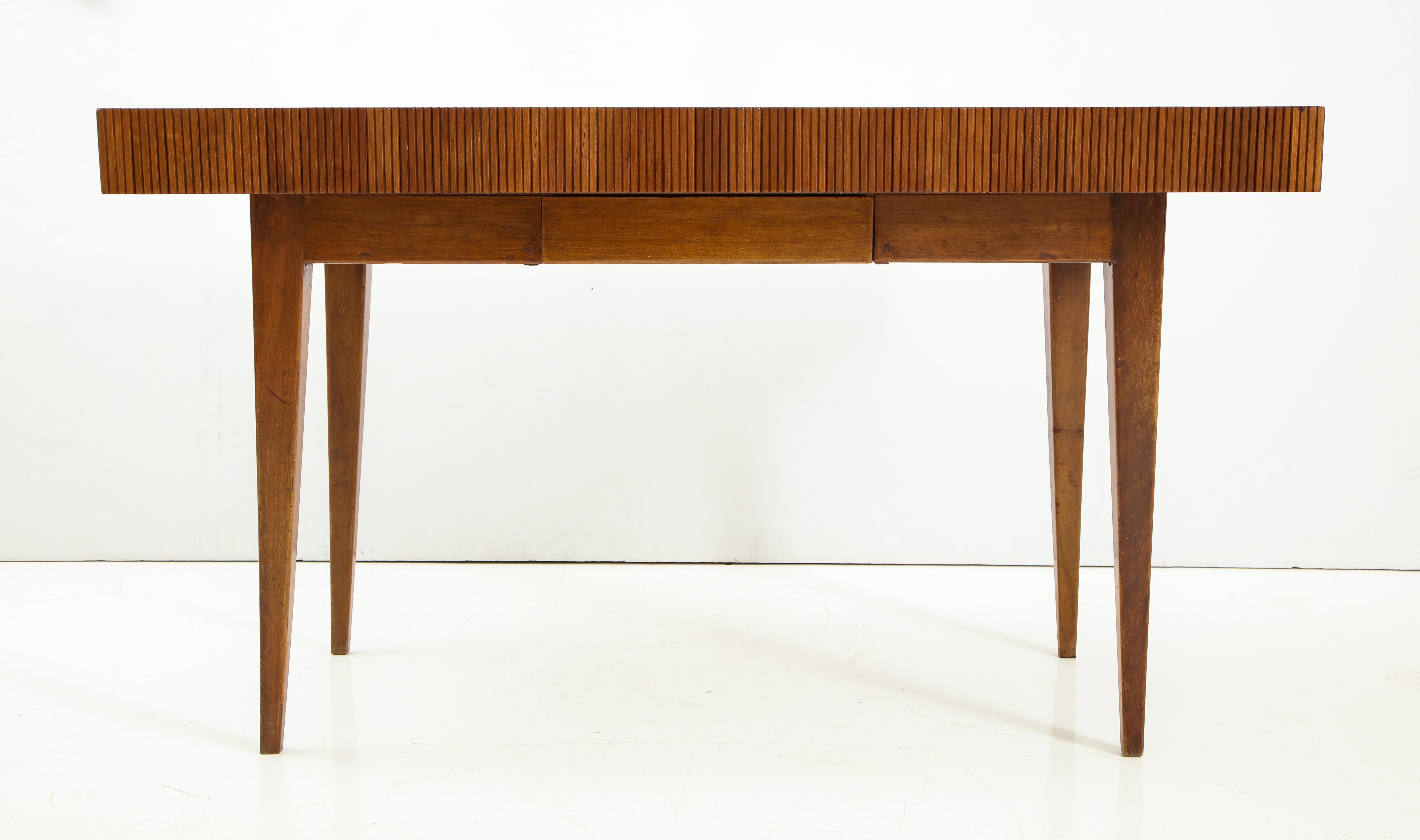 Italian Walnut Table with Single Drawer and Tapered Legs, Style of Gio Ponti 7