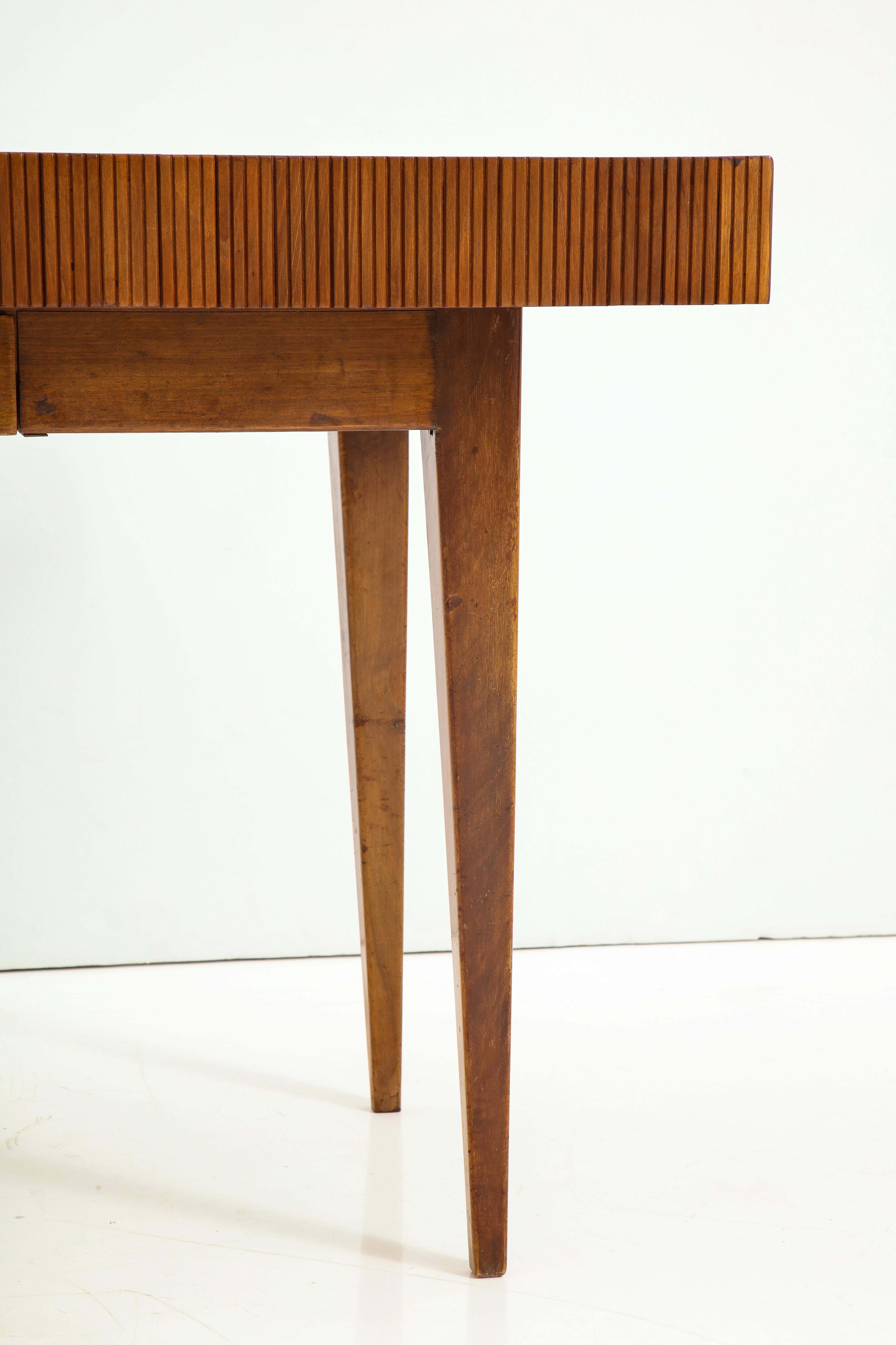 Italian Walnut Table with Single Drawer and Tapered Legs, Style of Gio Ponti 8