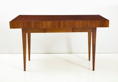 Italian Walnut Table with Single Drawer and Tapered Legs, Style of Gio Ponti