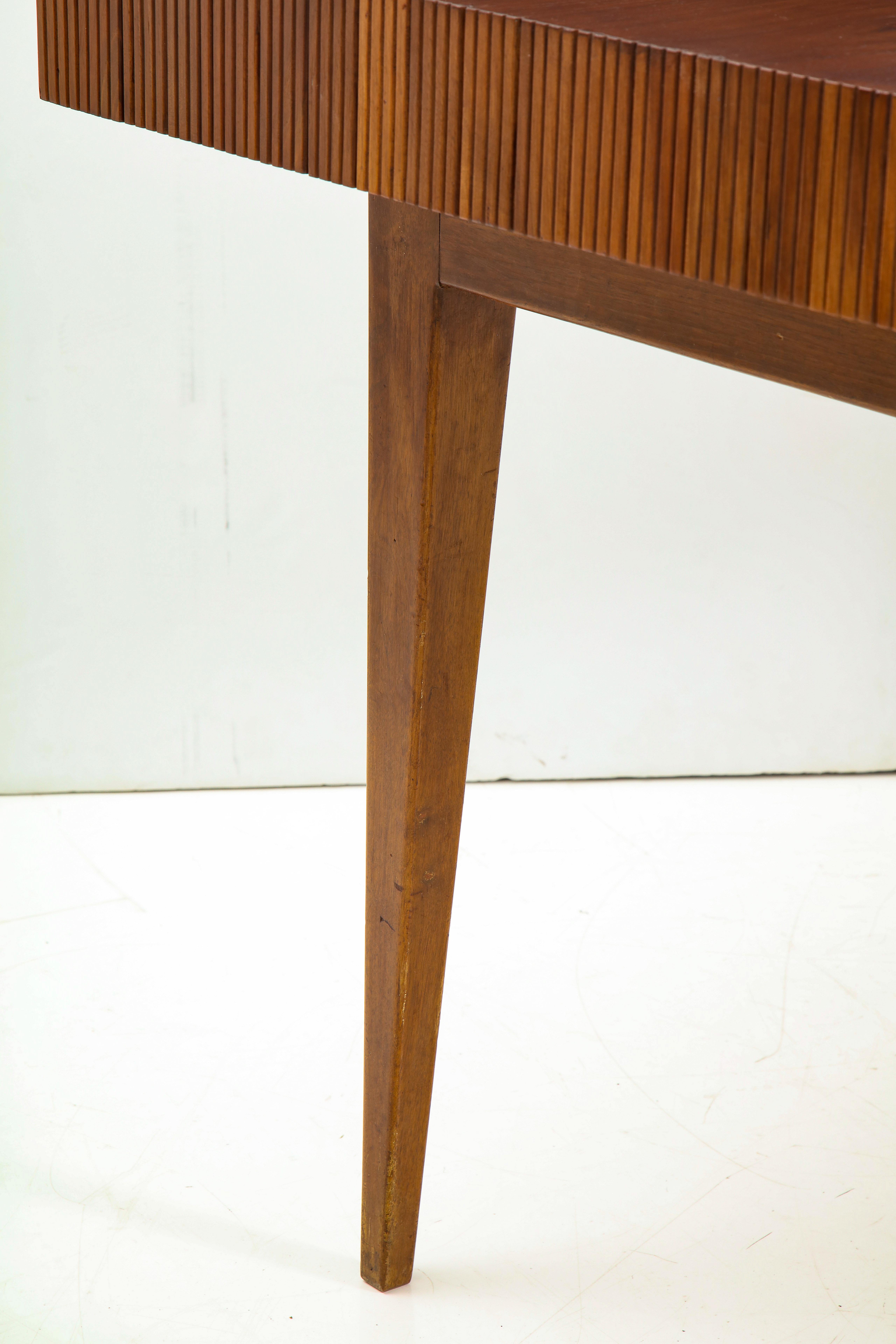 Italian Walnut Table with Single Drawer and Tapered Legs, Style of Gio Ponti 1