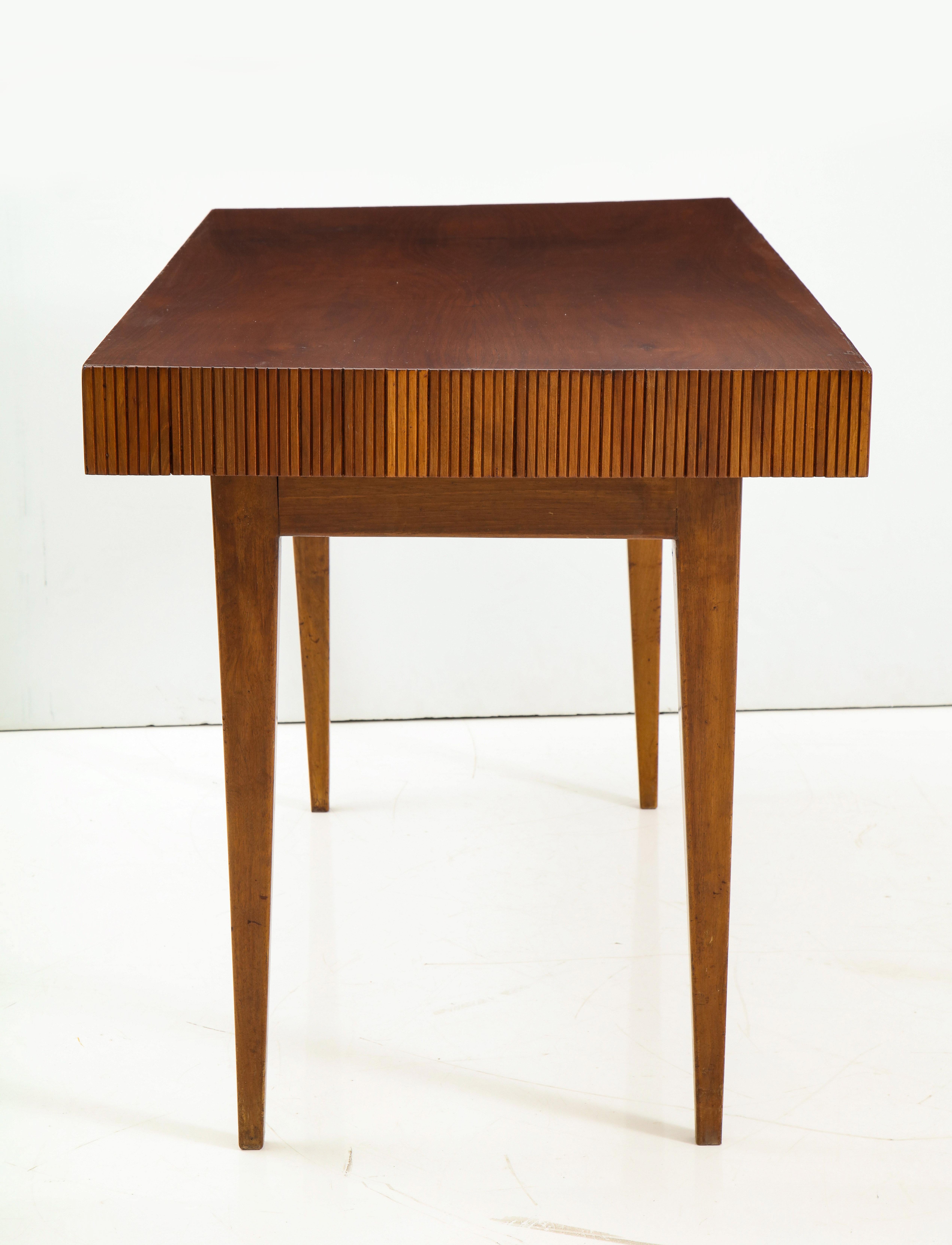 Italian Walnut Table with Single Drawer and Tapered Legs, Style of Gio Ponti 2