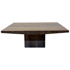 Italian Walnut Travertine Coffee or Cocktail Table With Bowed Edges, 1990s - 1 o