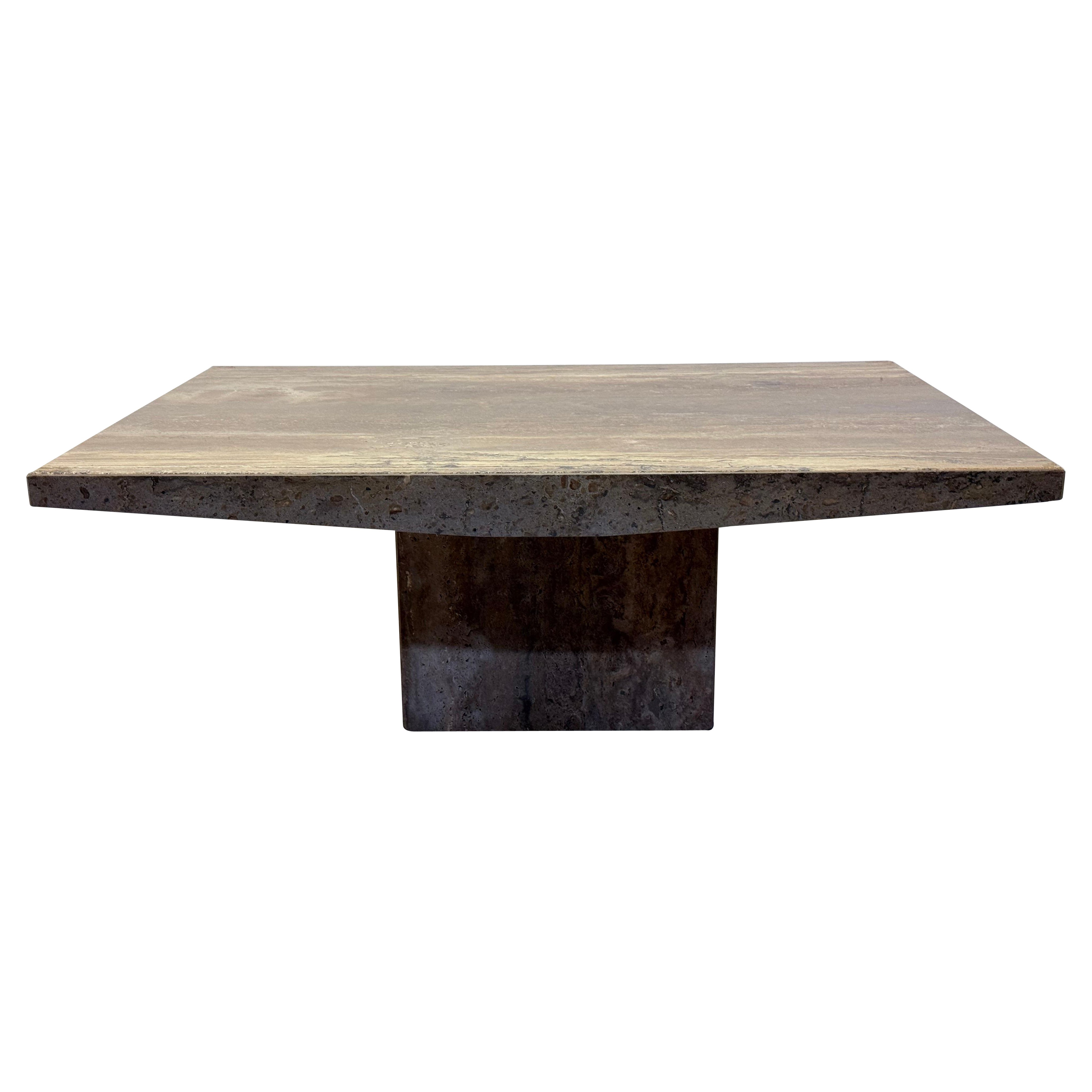 Mesa de centro o de cóctel italiana de nogal travertino con bordes arqueados, años 90 - 2 o