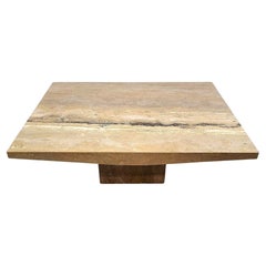 Italian Marble Coffee Cocktail Table Walnut Travertine by Stone International