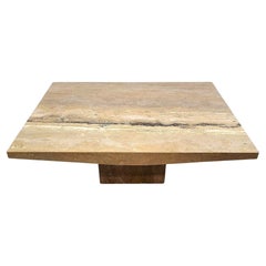 Italian Marble Coffee Cocktail Table Walnut Travertine by Stone International