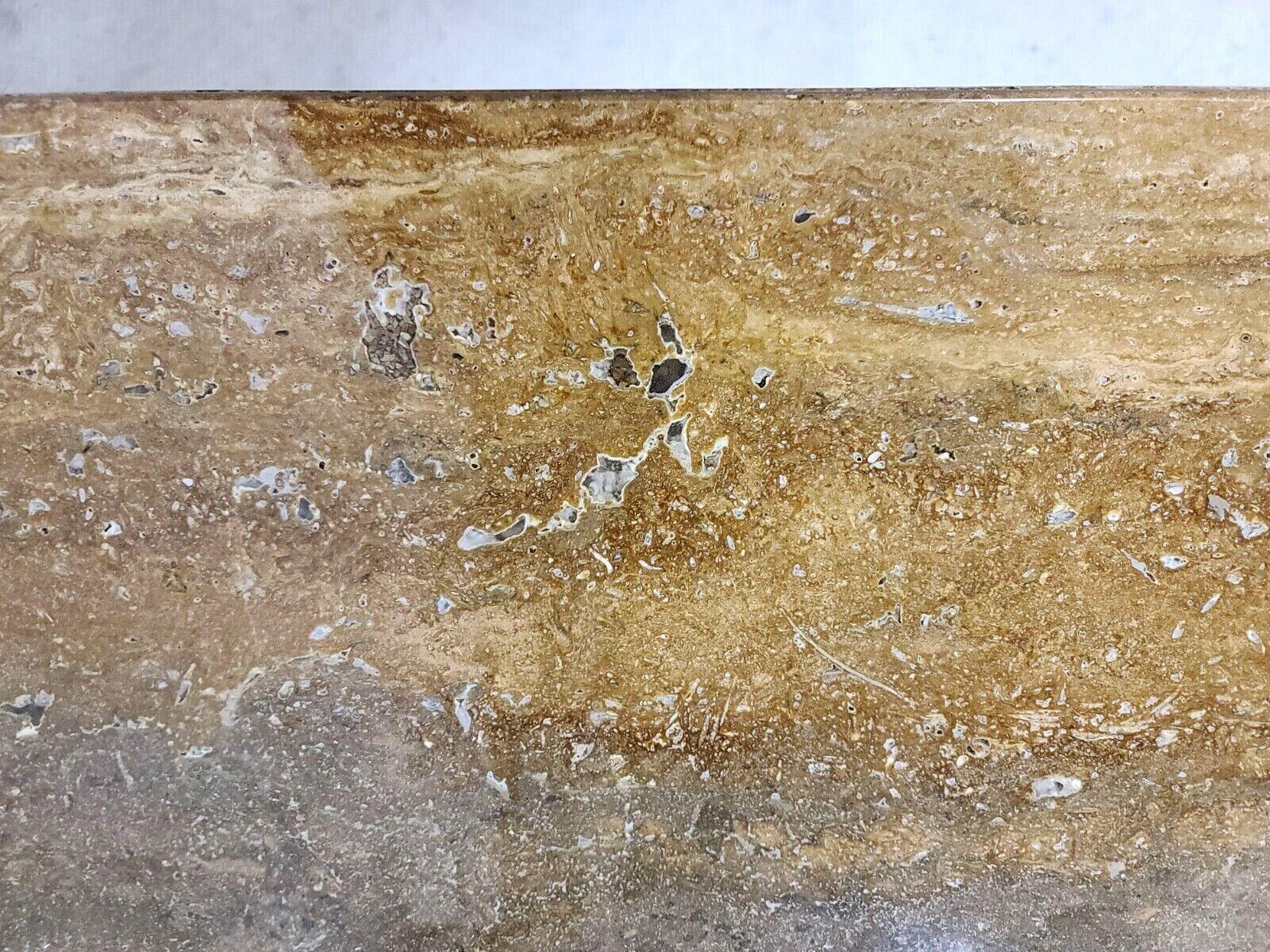 Italian Walnut Travertine Marble Side End Table by Stone International 5