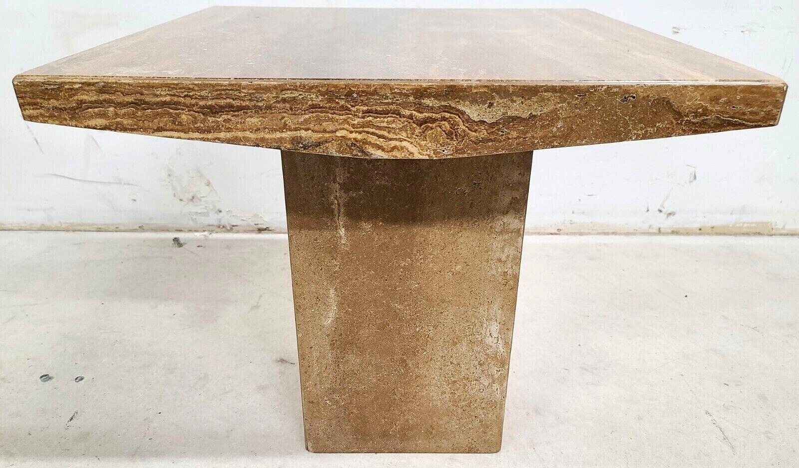 Italian Walnut Travertine Marble Side End Table by Stone International 1