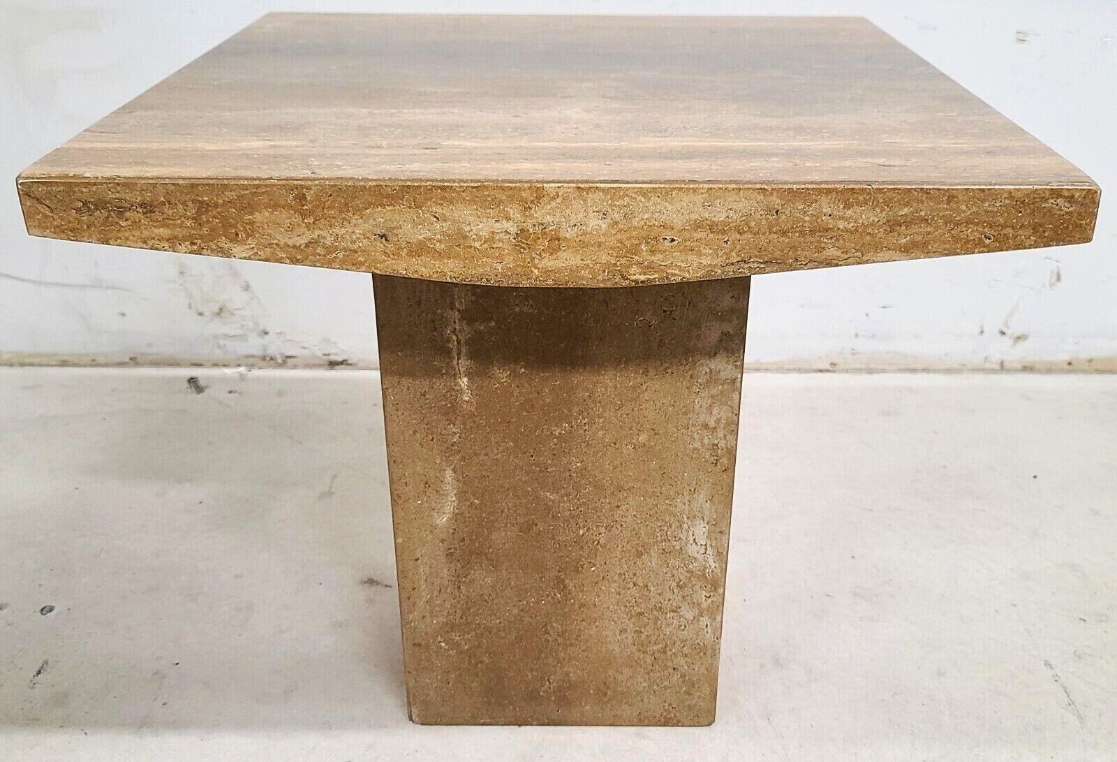 Italian Walnut Travertine Marble Side End Table by Stone International 2