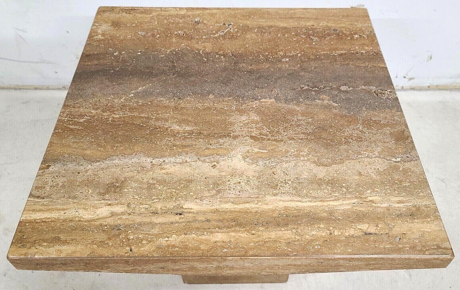 Italian Walnut Travertine Marble Side End Table by Stone International 3