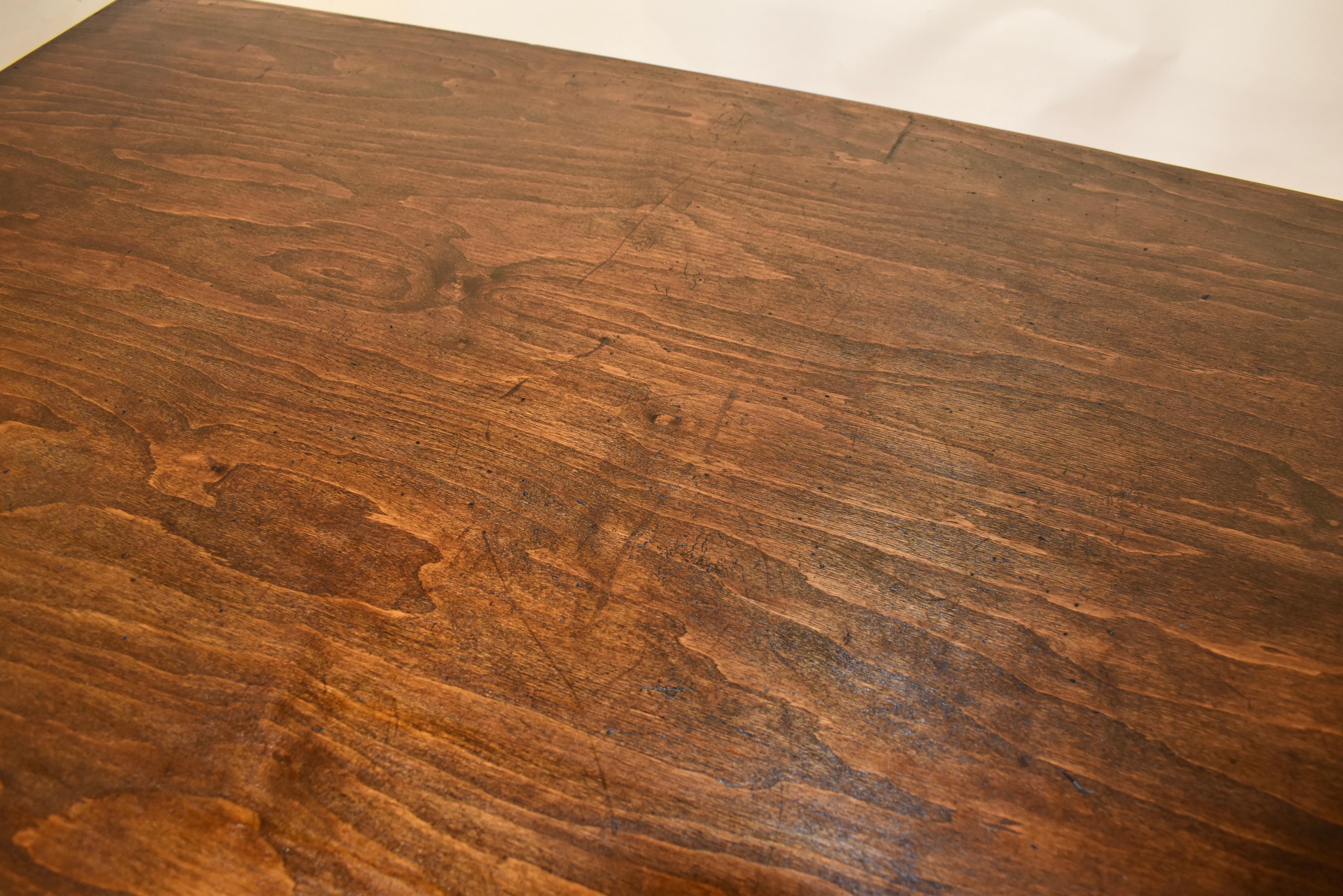Italian Walnut Trestle Library Table, Circa 1920 For Sale 6
