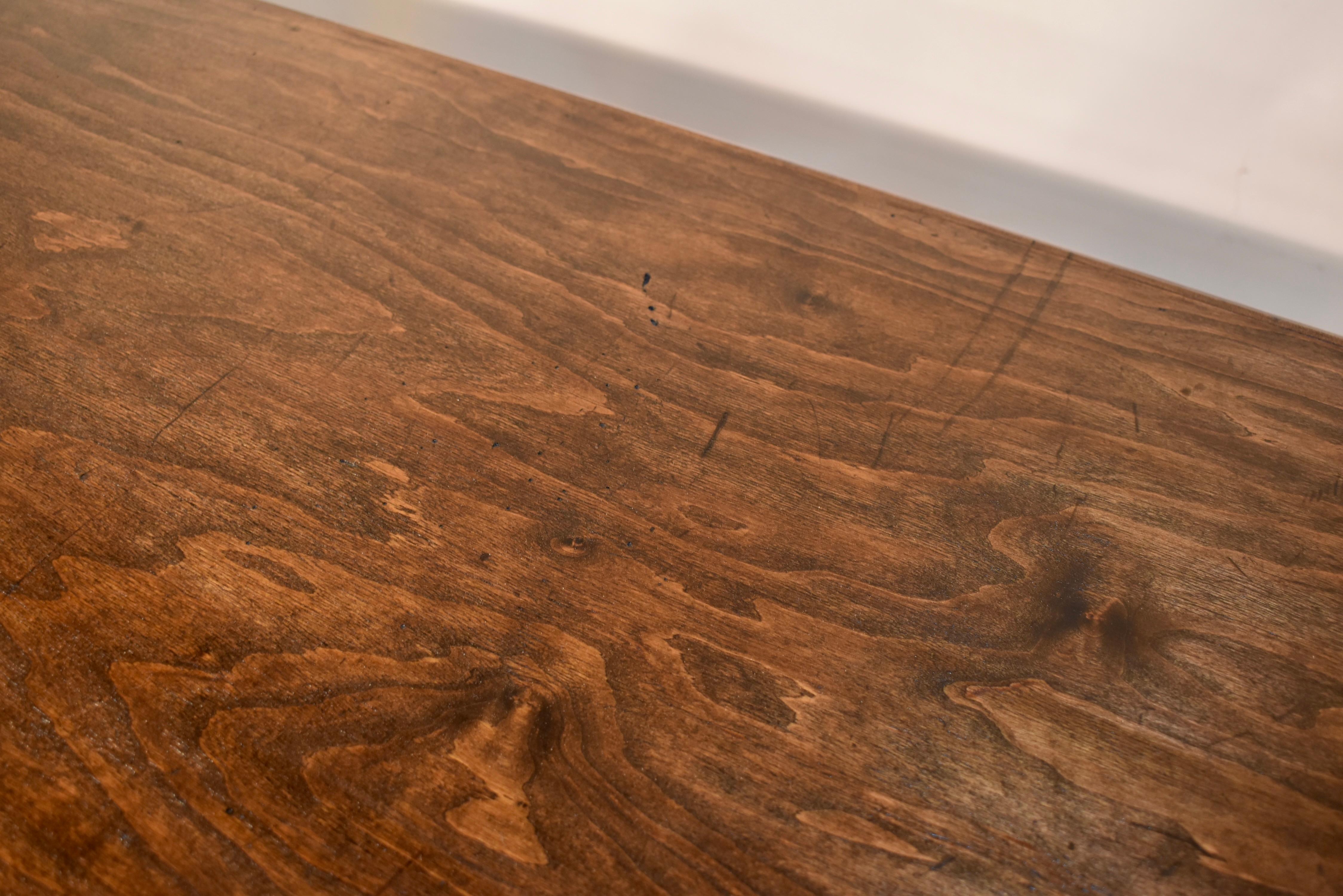 Italian Walnut Trestle Library Table, Circa 1920 For Sale 7