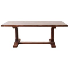 Vintage Italian Walnut Trestle Style Farm Dining Table