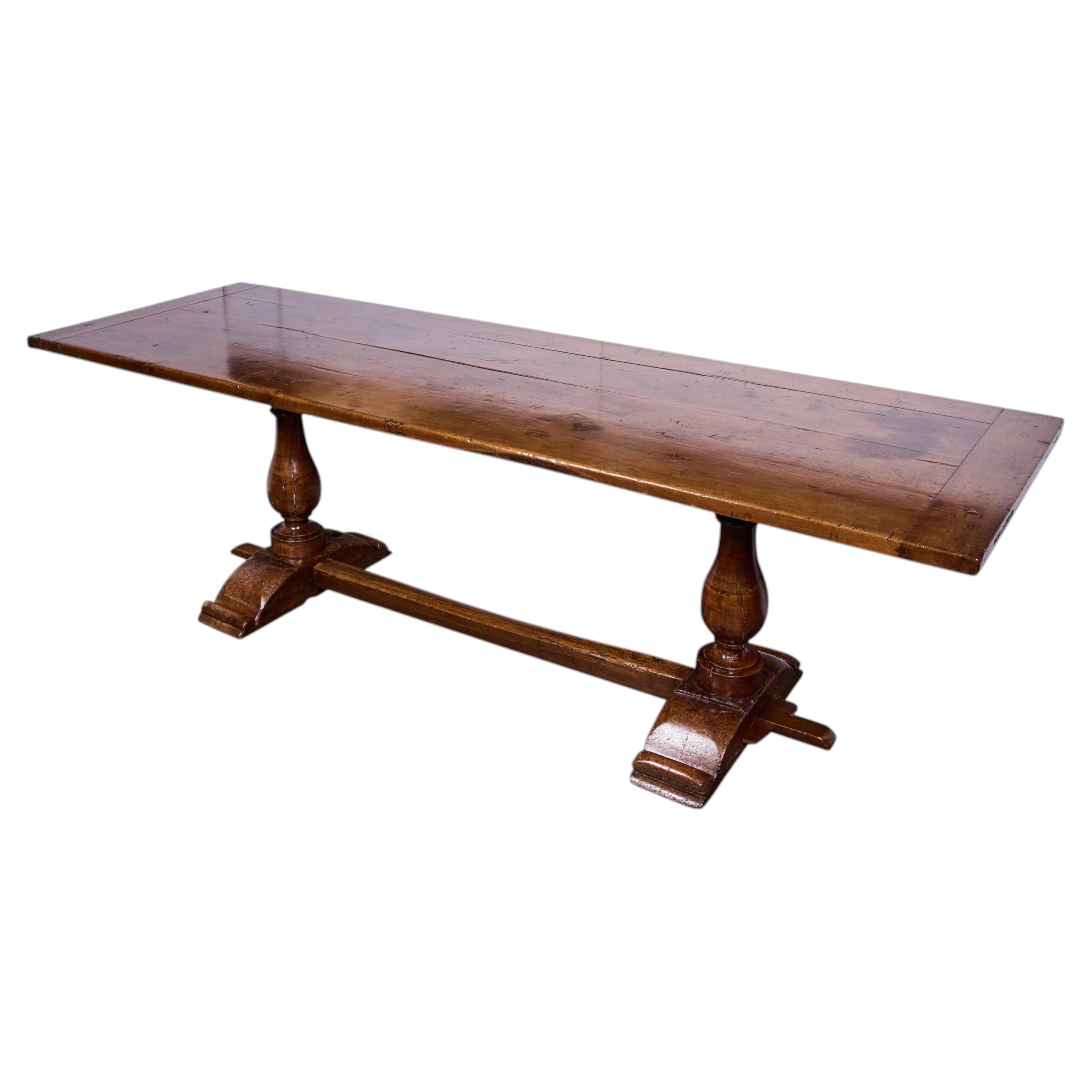 Italian Walnut Trestle Table — 19th Century