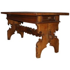 Antique Italian Walnut Trestle Table