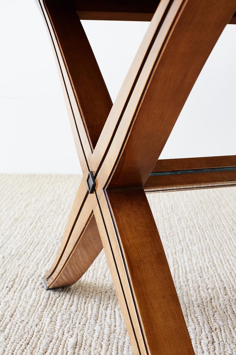 Italian Walnut Trestle Table with X Leg Base at 1stDibs