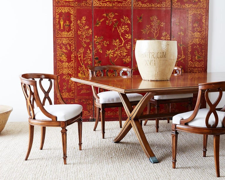 Italian Walnut Trestle Table with X Leg Base at 1stdibs