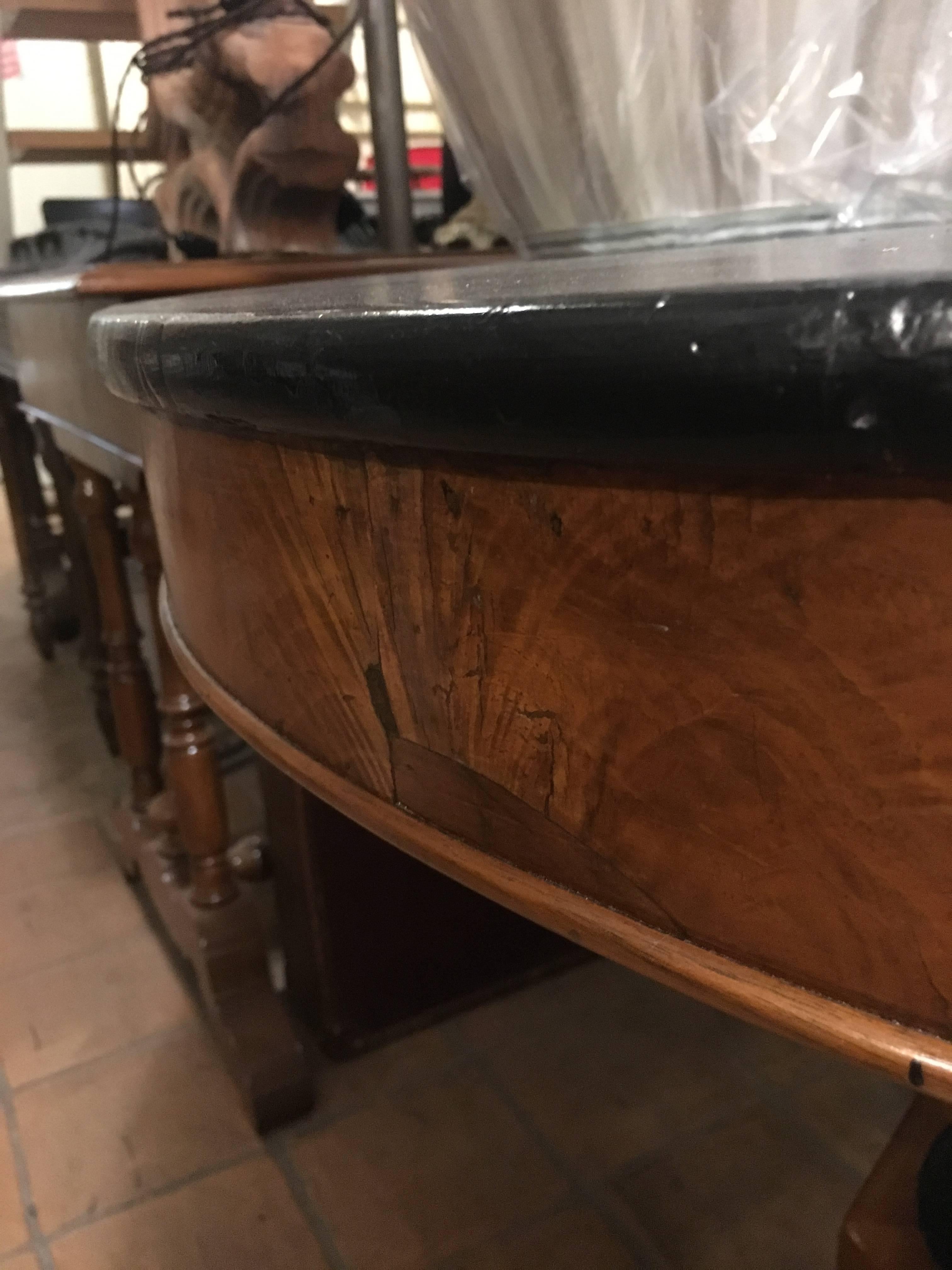Italian Walnut Tripod Table with Black Coated Top from Early 20th Century 6