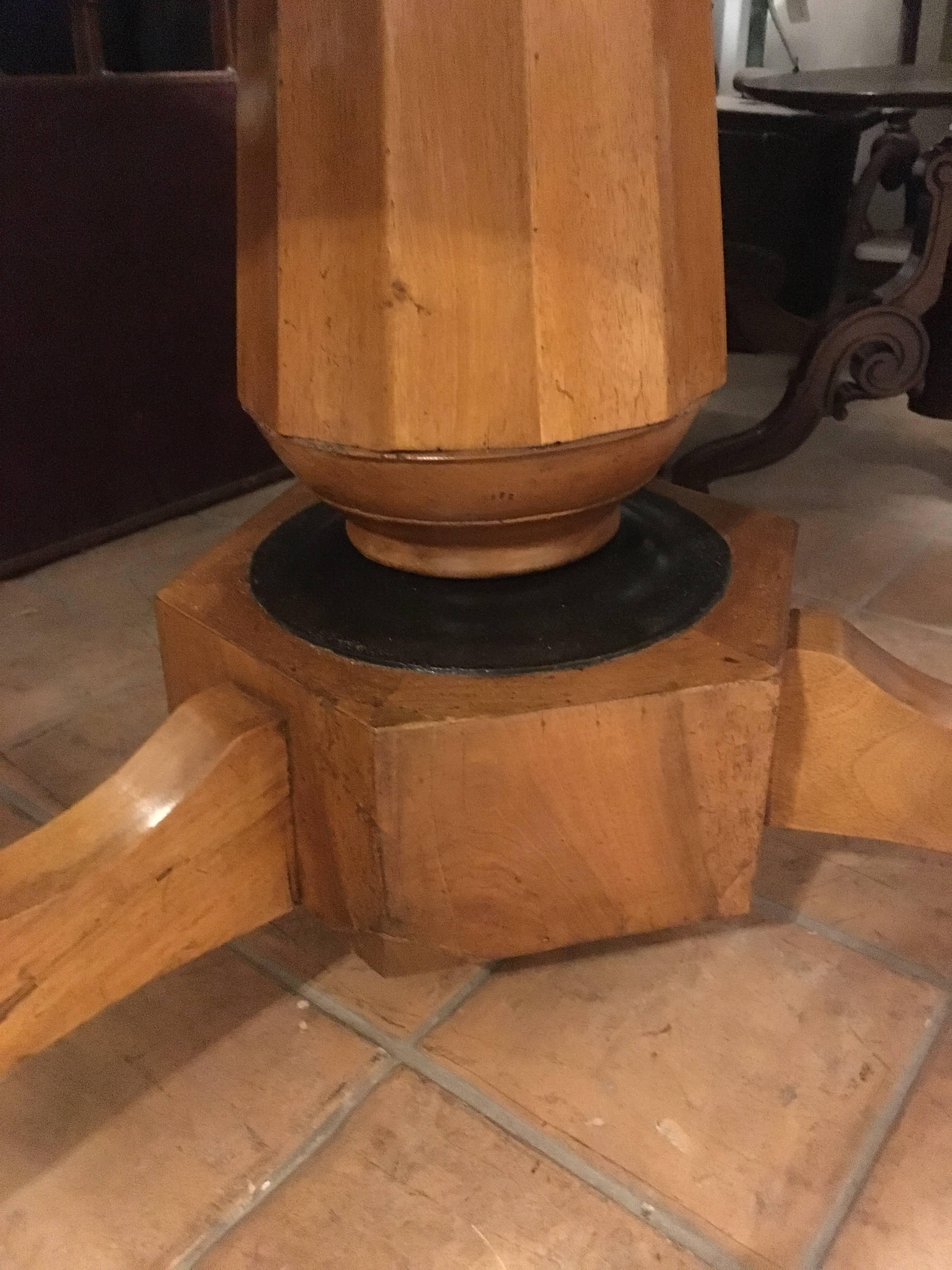 Italian Walnut Tripod Table with Black Coated Top from Early 20th Century 1
