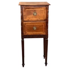 Italian Walnut Two-Drawer Bedside Table