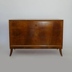 Italian Walnut Understated Chest of Drawers with Sculptural Side Details, 1940s