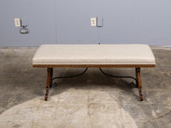 Italian Walnut Upholstered Bench in the Baroque Revival Style, circa 1860–1885