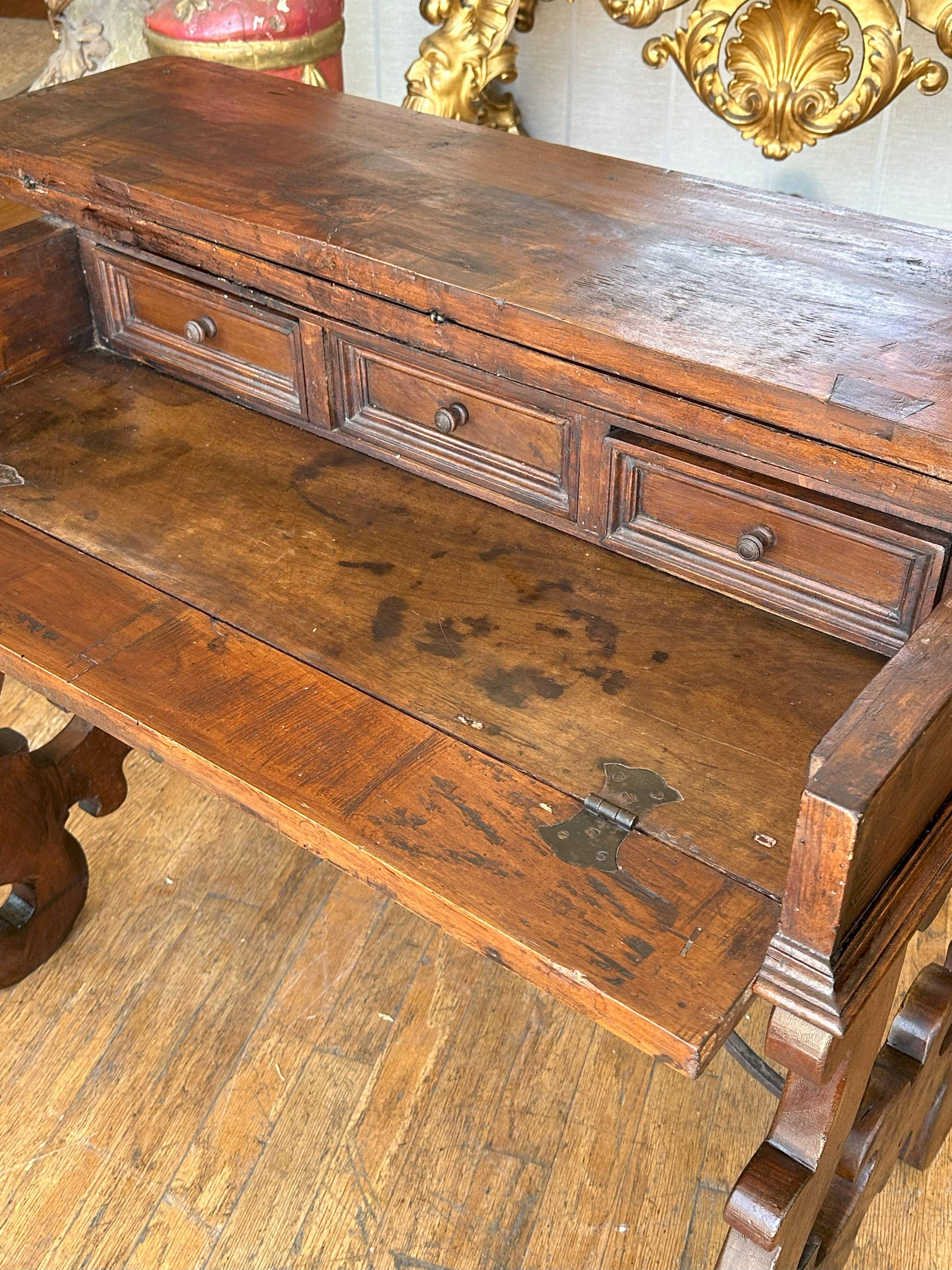 Carved Italian Walnut Writing Table - Circa 1800 For Sale