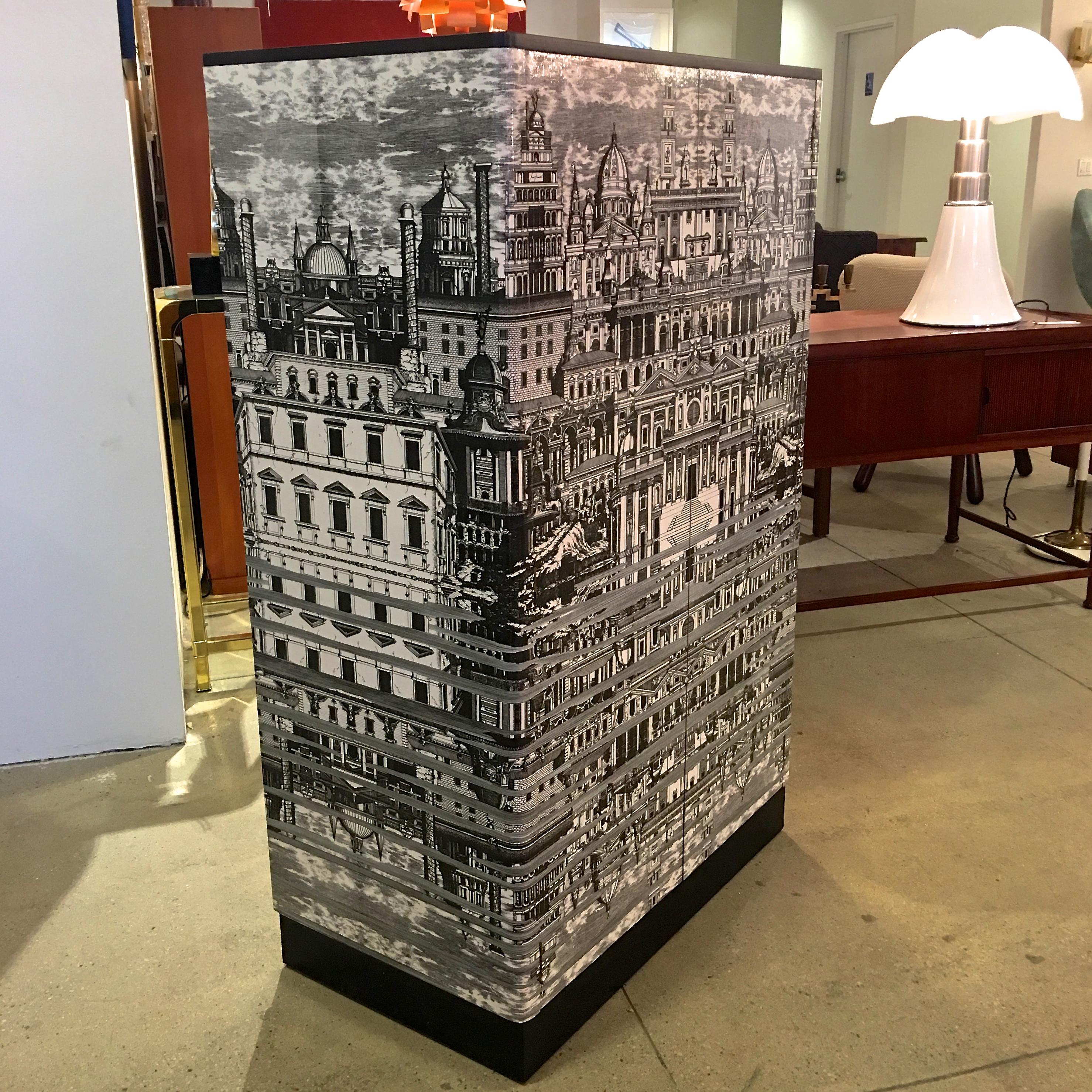 Italian Wardrobe Cabinet Style of Fornasetti In Good Condition In Hanover, MA