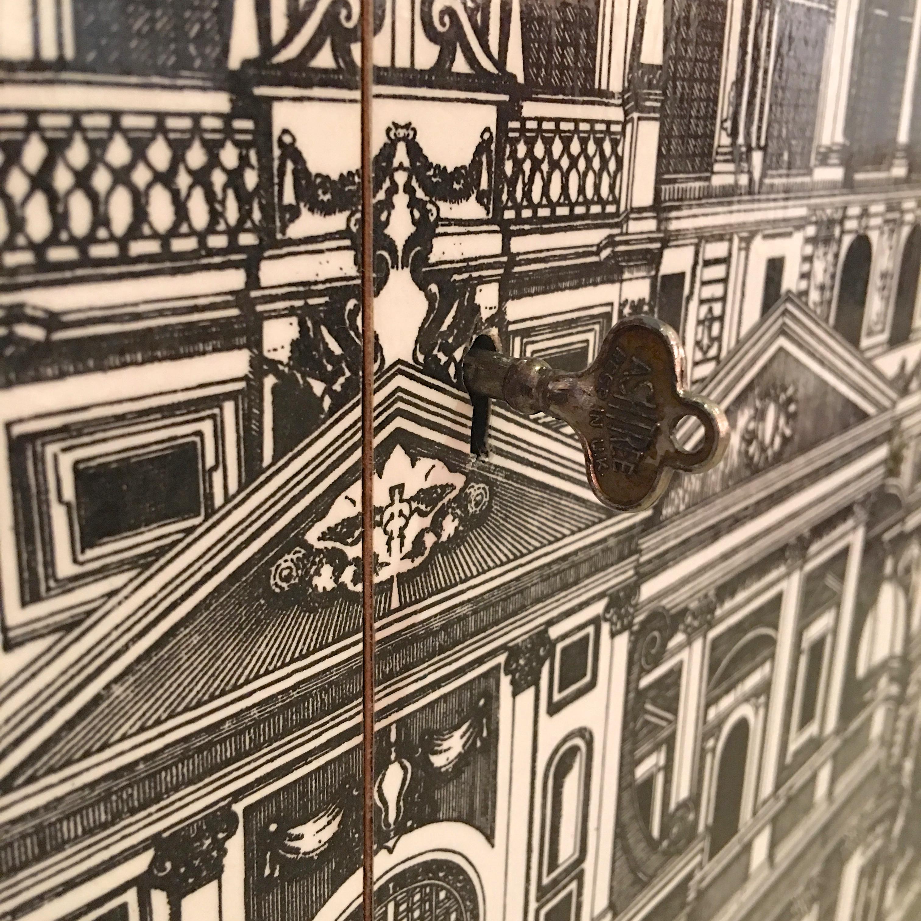 Mid-20th Century Italian Wardrobe Cabinet Style of Fornasetti