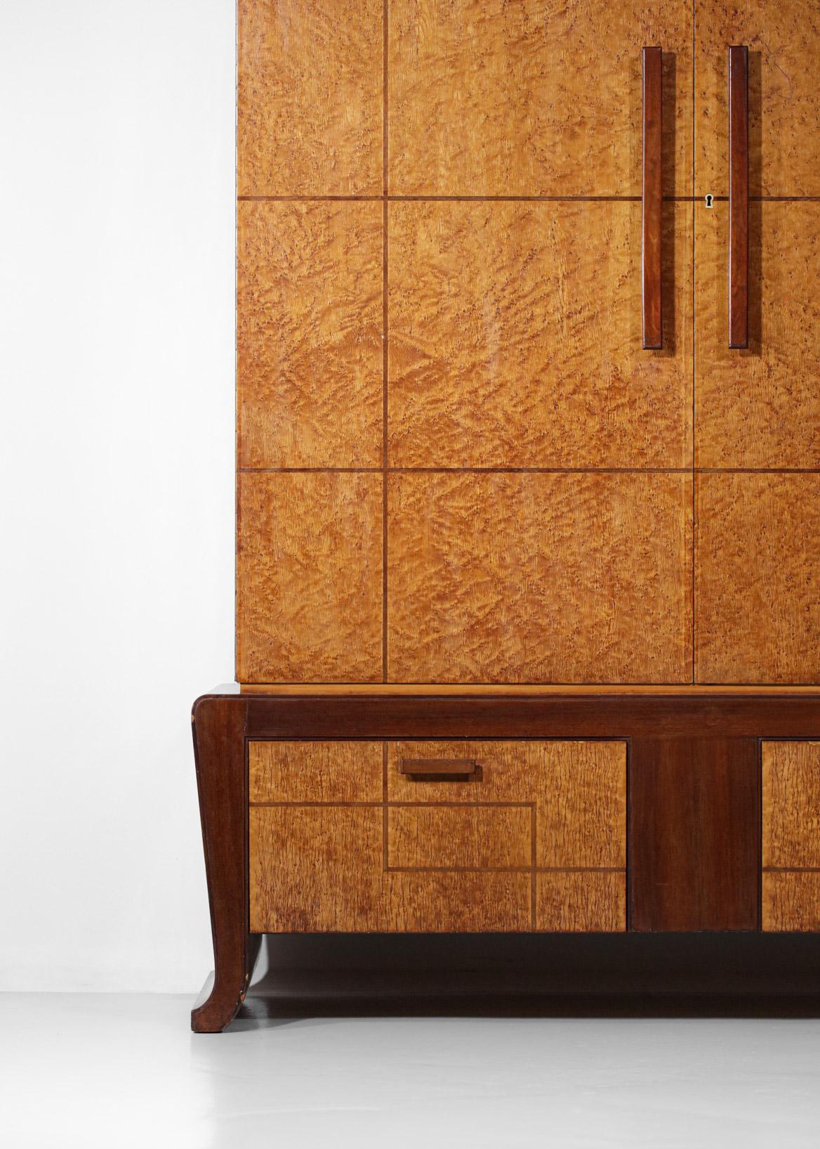 Wood Italian Wardrobe Duo from the 50s/60s in the Style of Gio Ponti - F266
