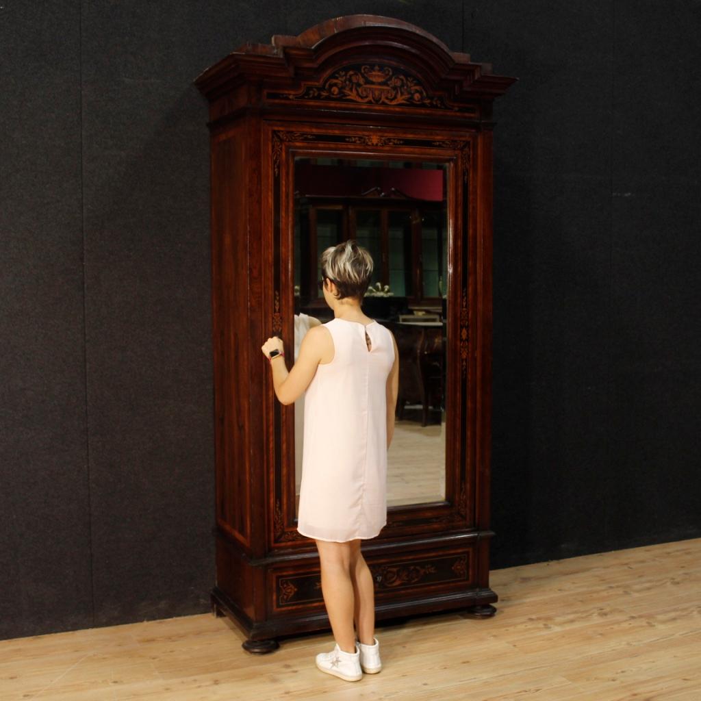 Italian Wardrobe in Inlaid Wood with Mirror from 20th Century 6