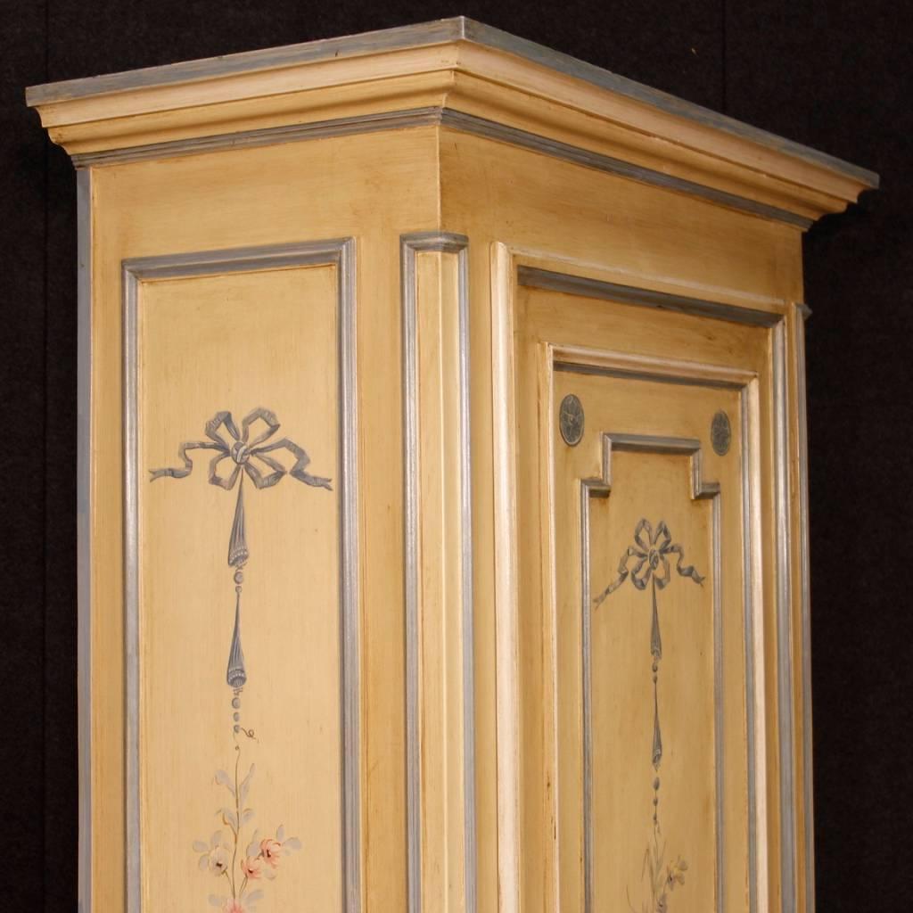 20th Century Italian Wardrobe in Lacquered and Painted Wood in Louis XVI Style